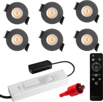 6er Set 3 Watt Led-Einbaustrahler Schwarz